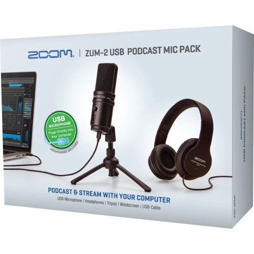 مجموعة ميكروفون بودكاست USB من Zoom ZUM-2PMP