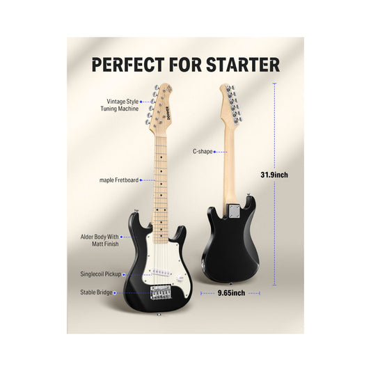 Donner DSJ-100 30 Inches Kids Electric Guitar – (Black)