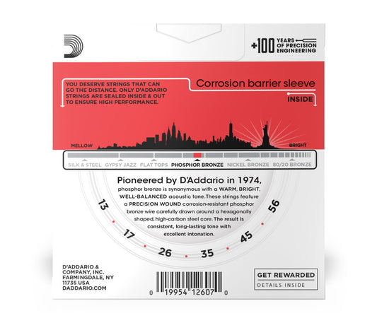 D'Addario EJ17 Phosphor Bronze Acoustic Guitar String Medium - 13-56
