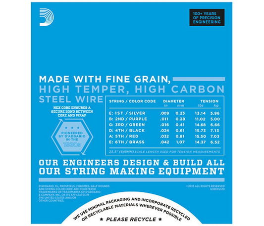 D'Addario EXL120-3D Nickel Wound Electric Guitar String Super Light - 09-42 - 3 Packs