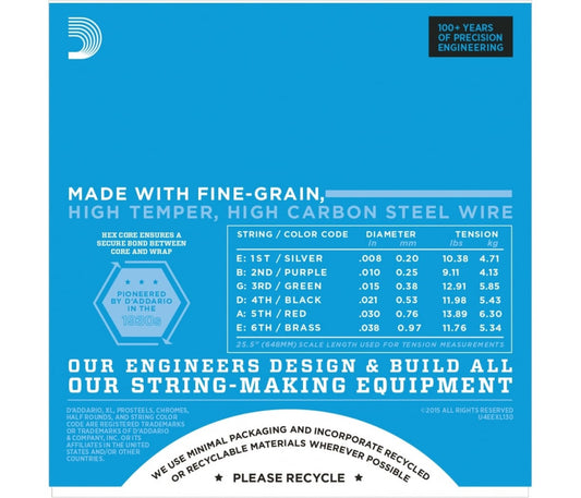 D'Addario EXL130 Nickel Wound Electric Guitar String Extra-Super Light - 08-38