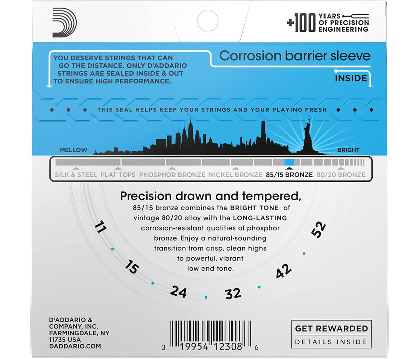 D'Addario EZ910 85/15 Bronze Set Acoustic Guitar Strings Light - 11-52