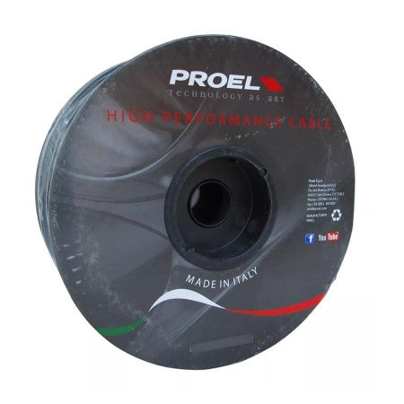 Spool of Proel high-performance cable on a white background