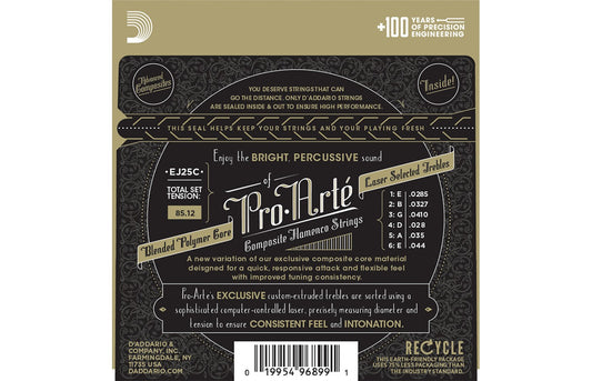 أوتار جيتار فلامنكو من D'Addario EJ25C Pro-Arté مصنوعة من النايلون الشفاف - نايلون شفاف