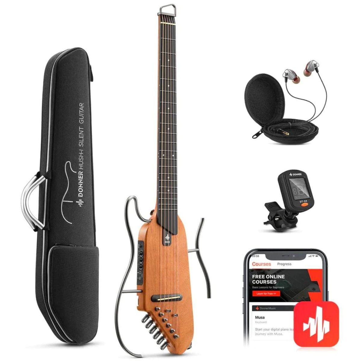 Donner HUSH-I Acoustic Guitar Kit – (Mahogany Natural)