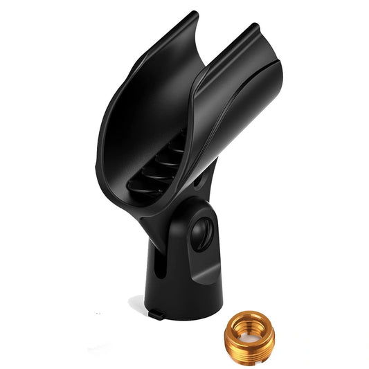 Black fishing rod holder with a gold-colored screw on a white background