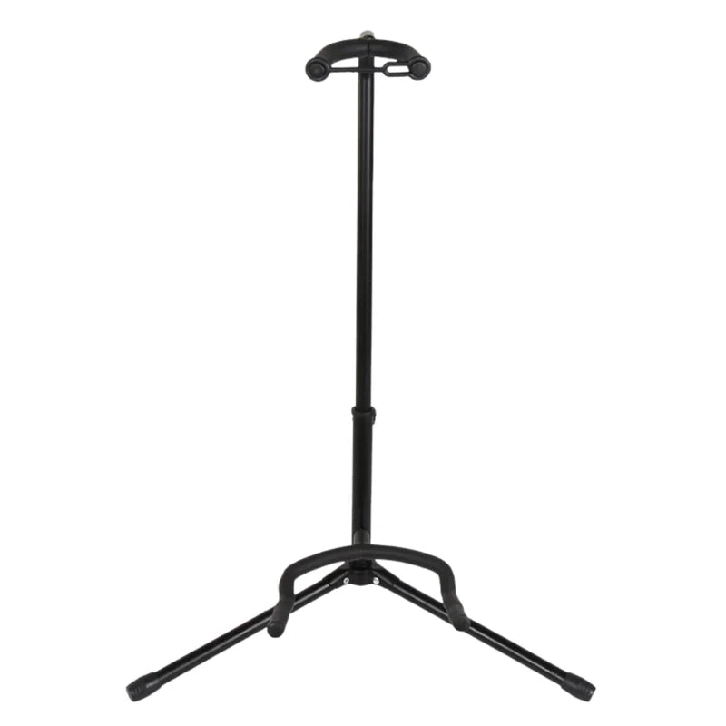 Black guitar stand on a white background