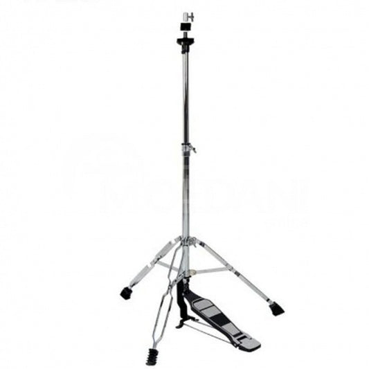 Drum stand with foot pedal on a white background