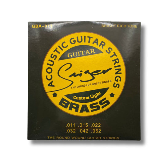 Box of Singer acoustic guitar strings with yellow and black design
