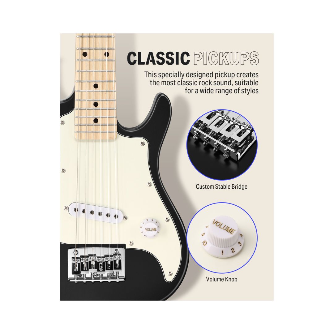 Donner DSJ-100 30 Inches Kids Electric Guitar – (Black)