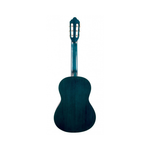 Blue classical guitar on a white background