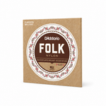 45-degree side view of the D'Addario EJ32 Folk Nylon ball-end guitar strings package.