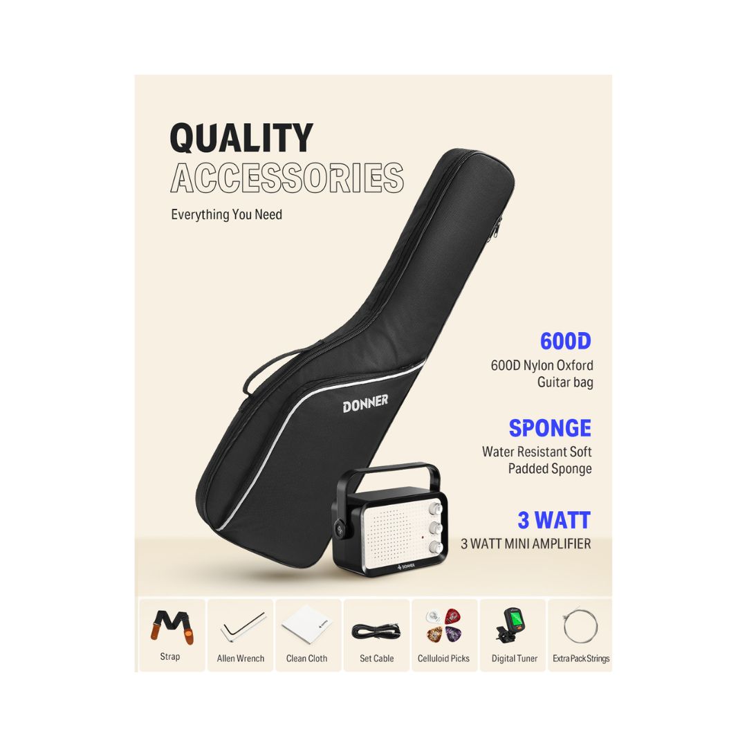 Donner DSJ-100 30 Inches Kids Electric Guitar – (Black)