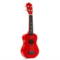 Red ukulele on a white background