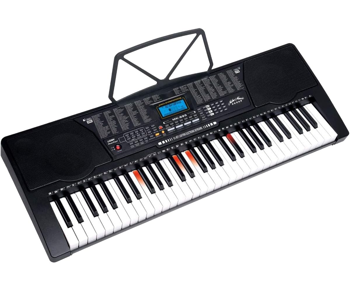 Keyboard with stand on a white background