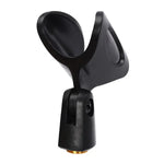 Black microphone clip on a white background