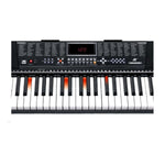 Keyboard piano with digital display and control panel on a white background