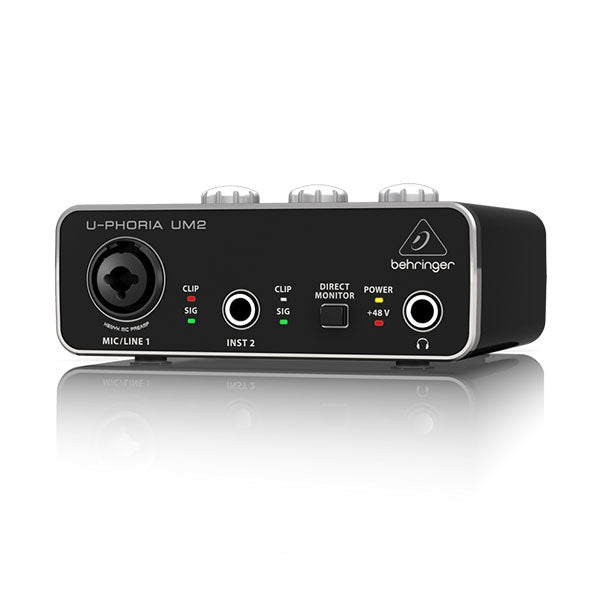 Behringer U-Phoria UM2 audio interface on a white background