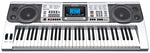 Keyboard with speakers and display on a white background