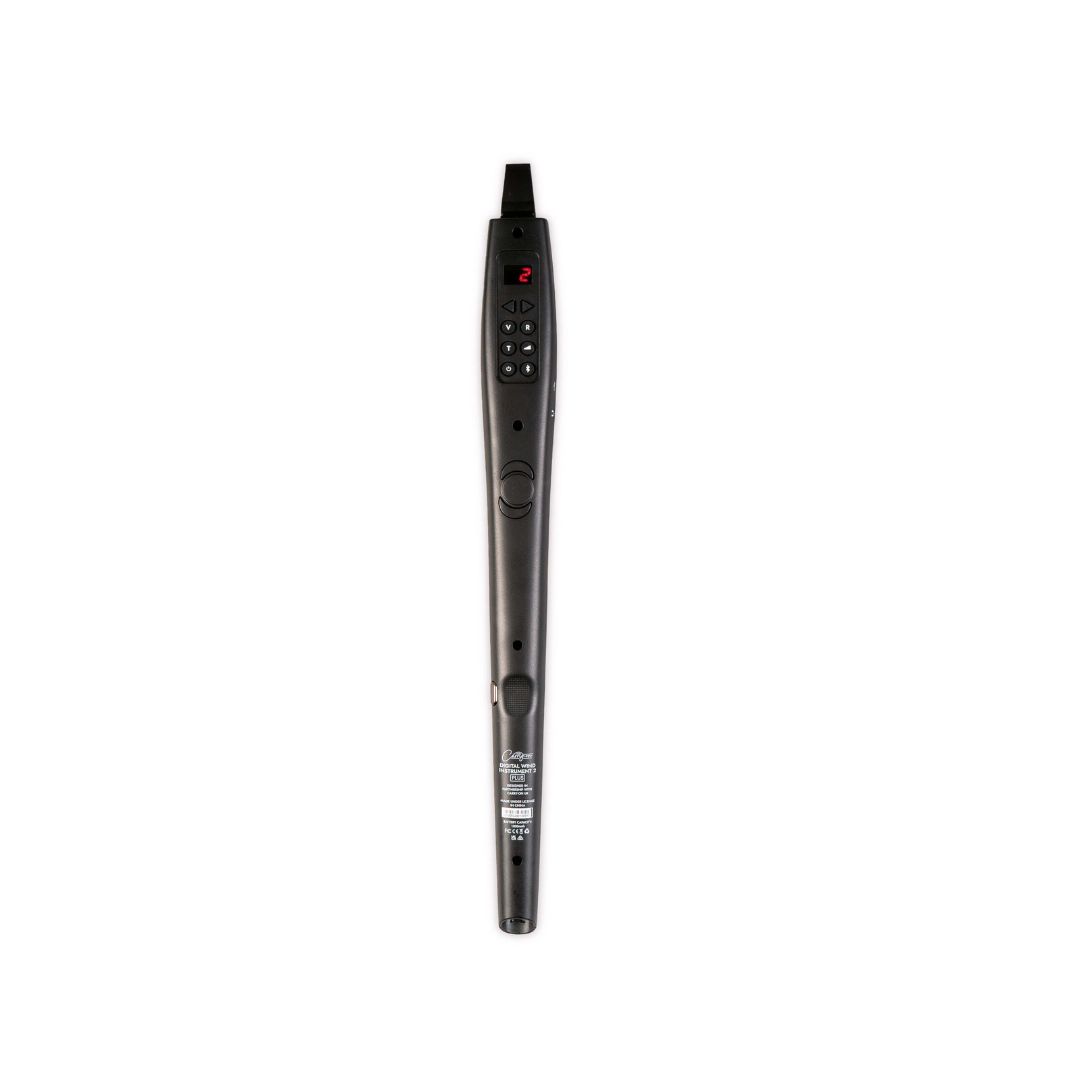 Black electronic device with buttons and display on a white background