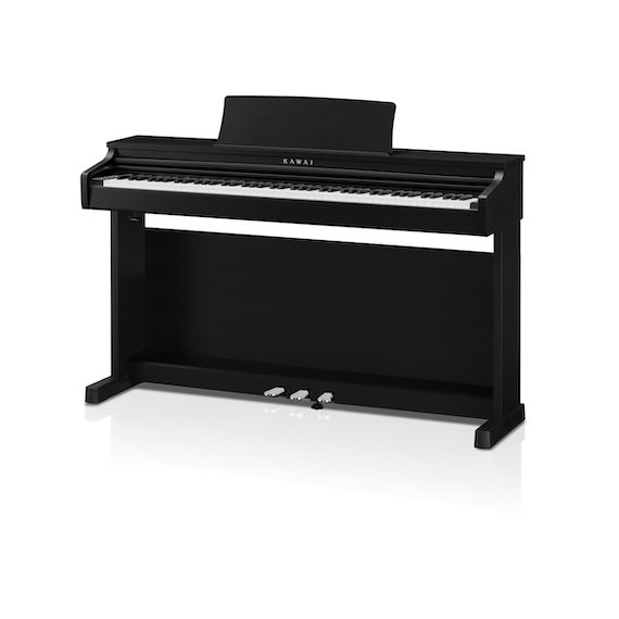Black digital piano with Kawai branding on a white background