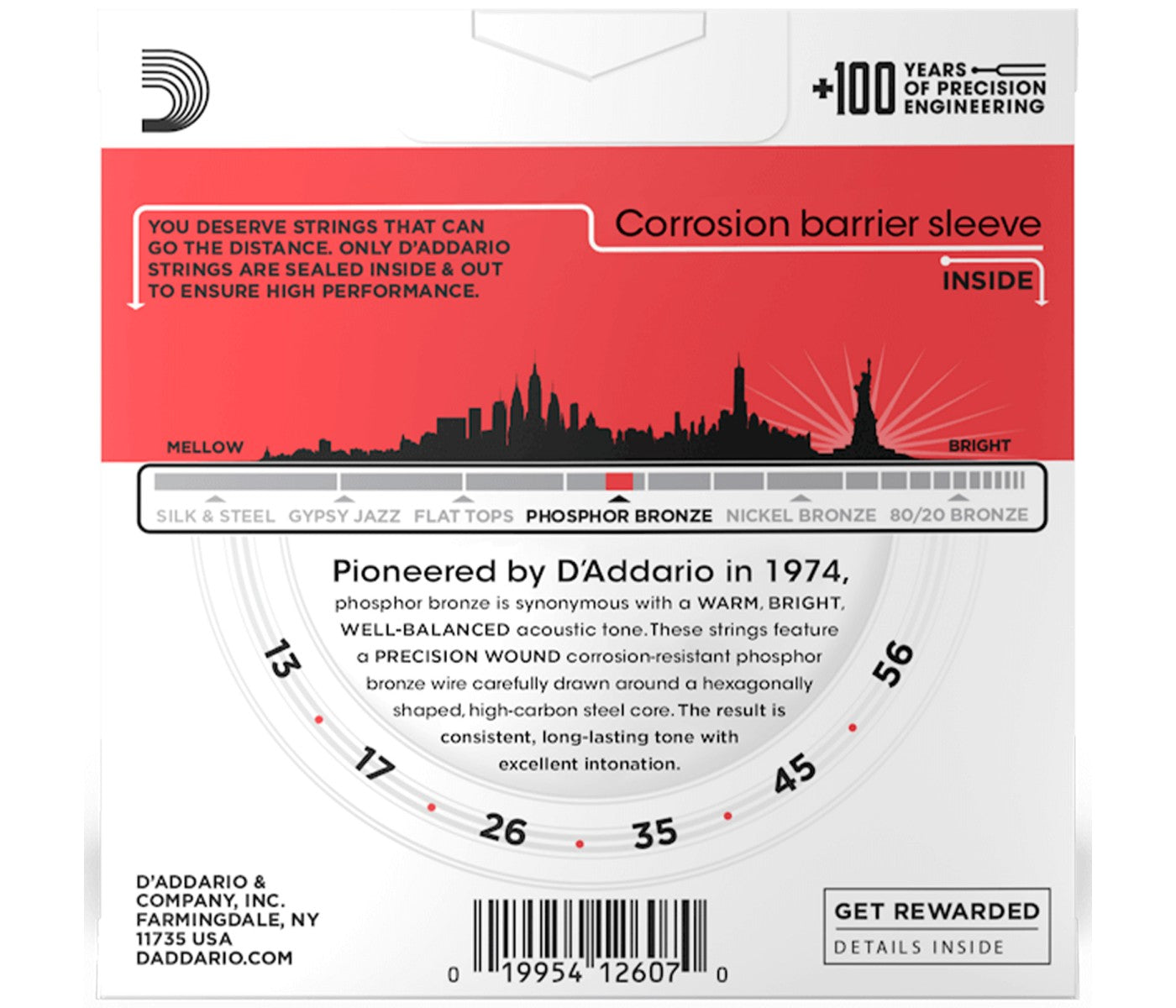 D'Addario EJ17-10P Phosphor Bronze Acoustic Guitar String Medium - 13-56 - 10 Packs