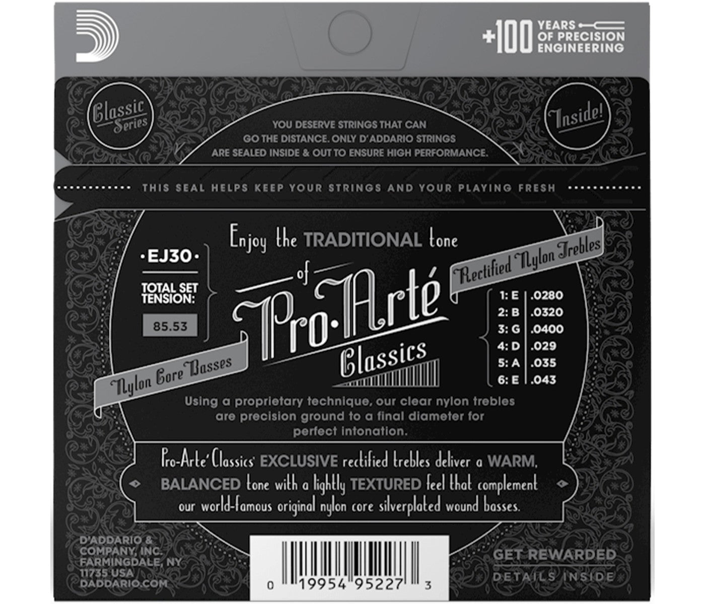 D'Addario EJ30 Pro-Arté Rectified Trebles Classical Guitar Strings - Normal Tension