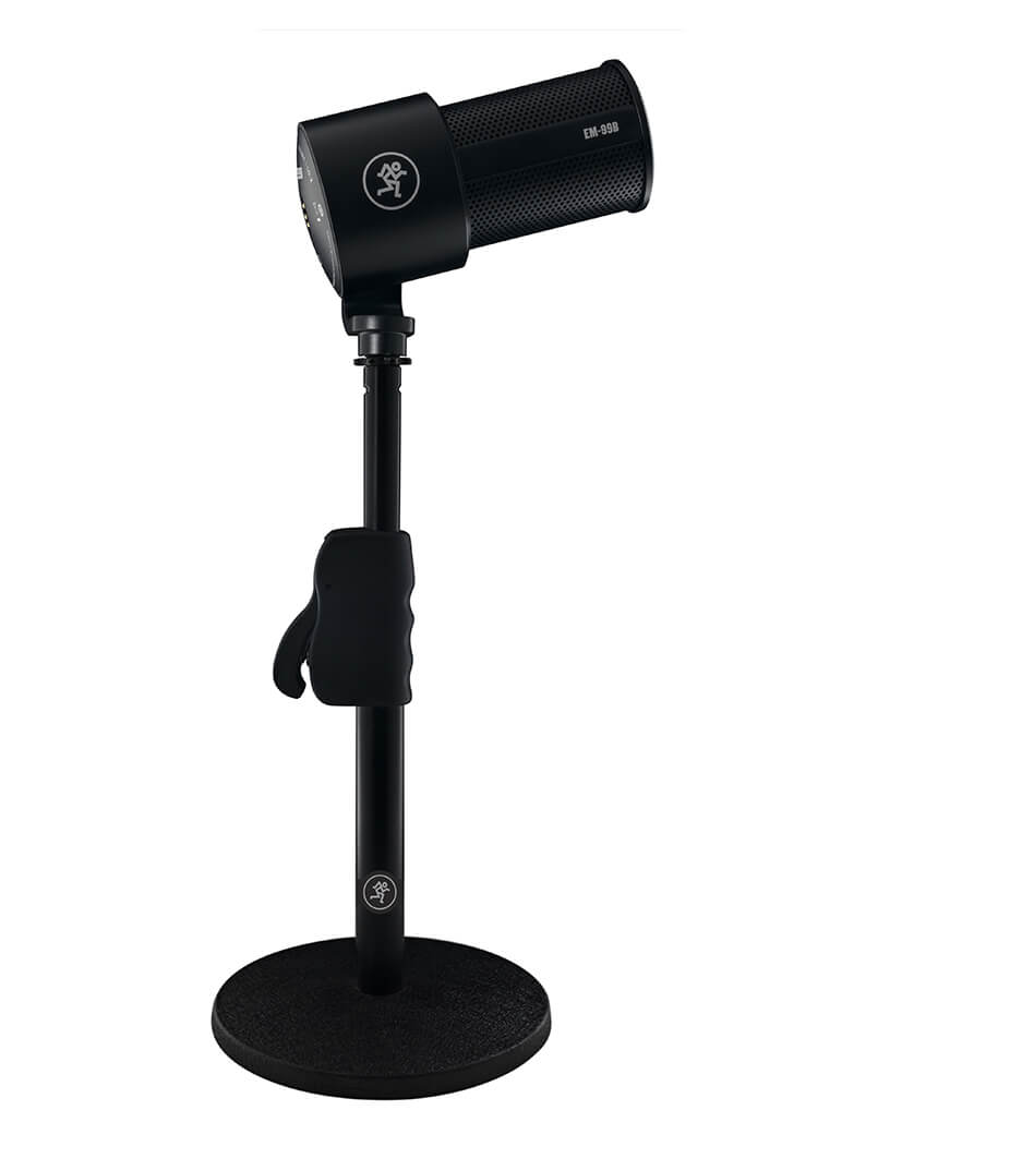Mackie EM-99B microphone mounted on the desktop stand