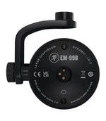 Rear label on the Mackie EM-99B dynamic broadcast microphone