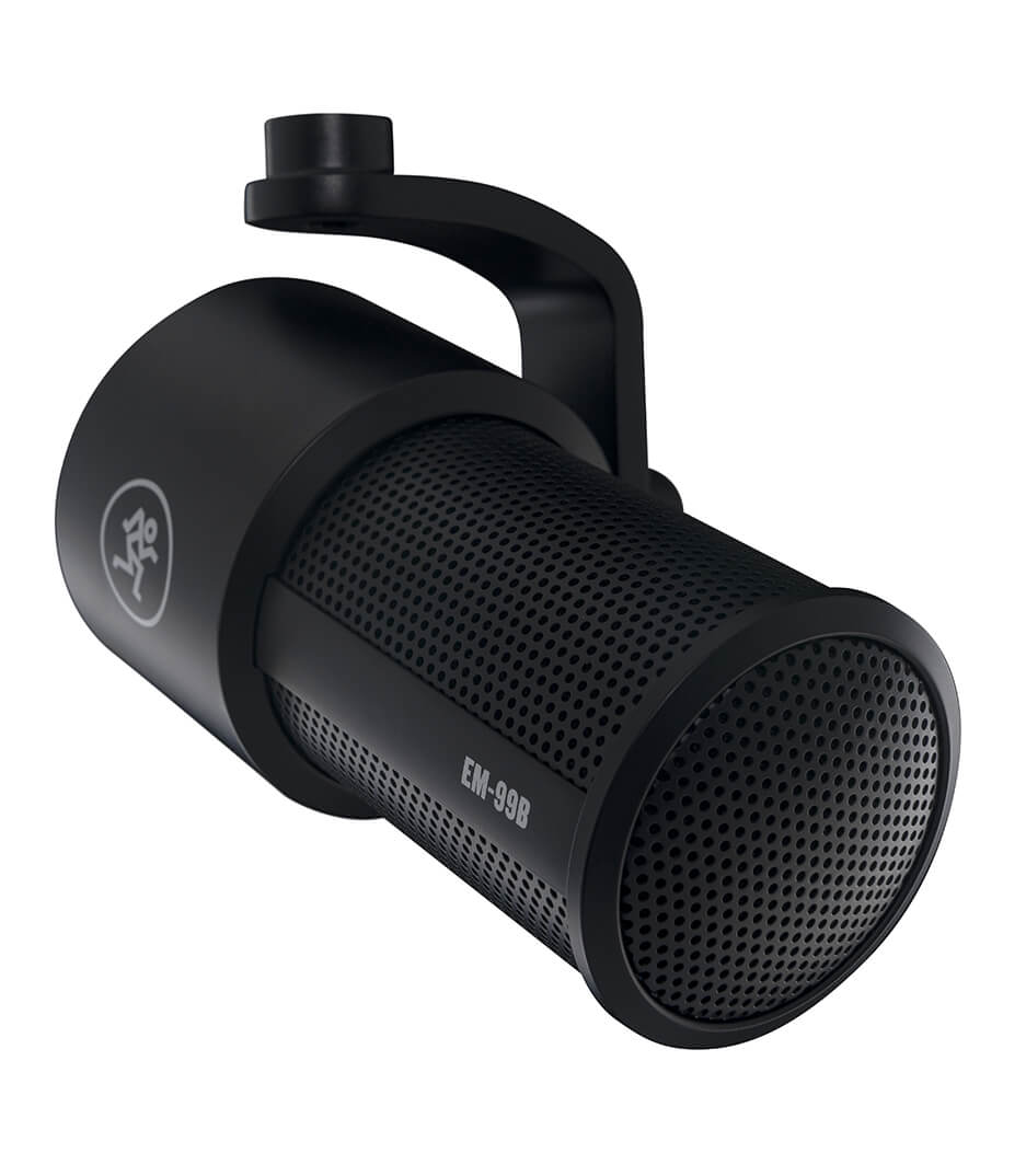 Mackie EM-99B dynamic broadcast microphone, front grille and tabletop mounting yoke