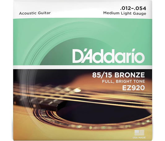 D'Addario EZ920 Phosphor Bronze Acoustic Guitar String Medium Light - 012 - 054 Brand: D'Addario