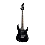Ibanez GRX20-BKN GIO Series Electric Guitar, full view with black color and maple neck.
