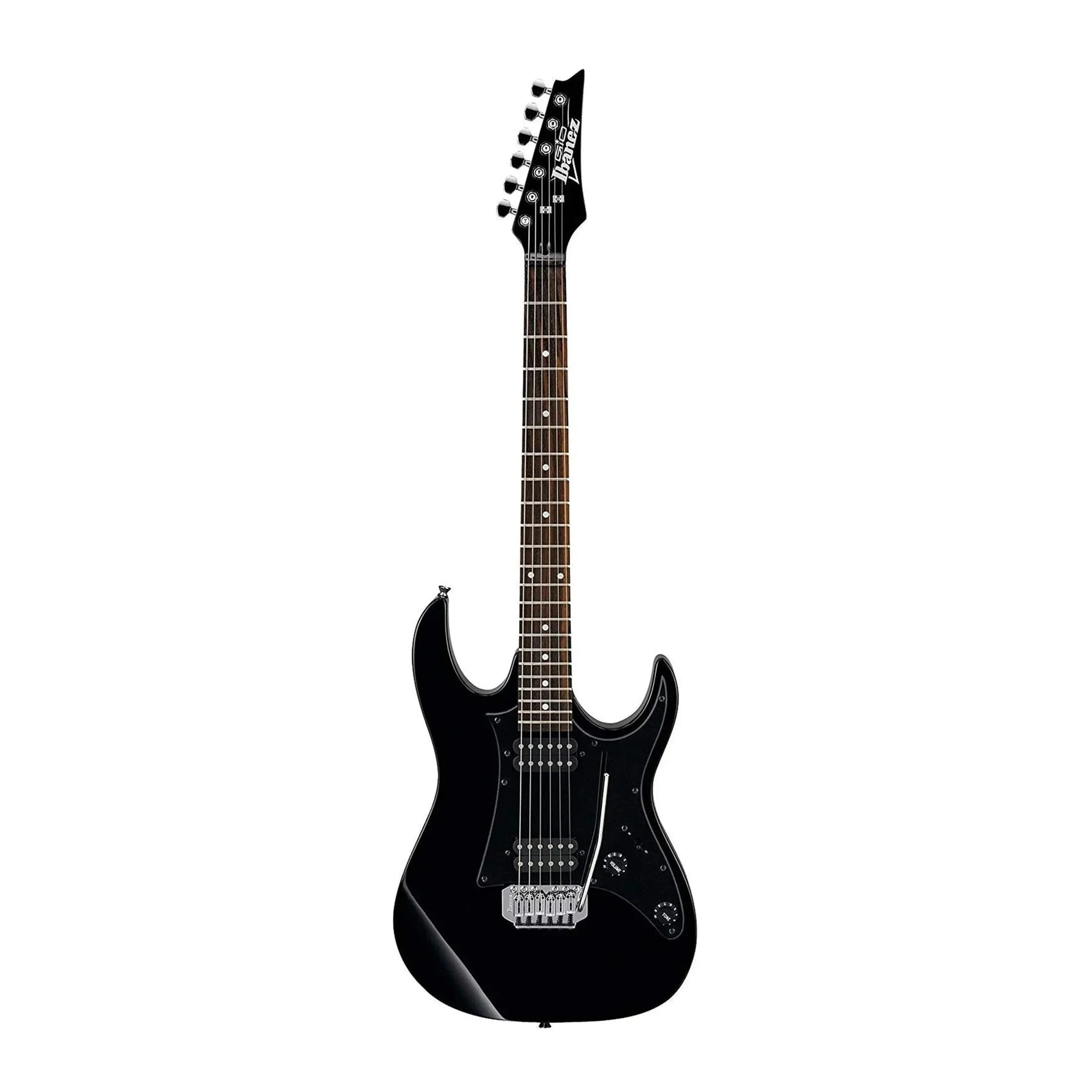 Ibanez GRX20-BKN GIO Series Electric Guitar, full view with black color and maple neck.