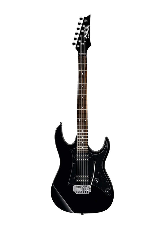 Ibanez GRX20-BKN GIO Series Electric Guitar, full view with black color and maple neck.
