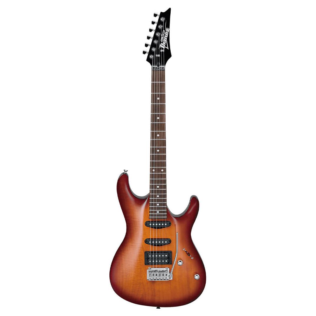 Ibanez GSA60 Gio SA Series Electric Guitar in Brown Sunburst Finish with a black pickguard and a white pickup cap.