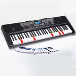 Electronic keyboard with digital display on a white background
