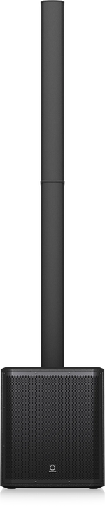 Black outdoor speaker on a white background