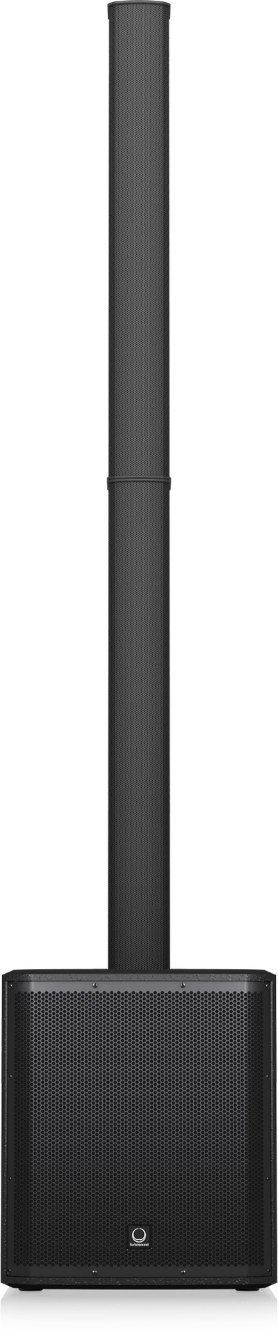 Black outdoor speaker on a white background