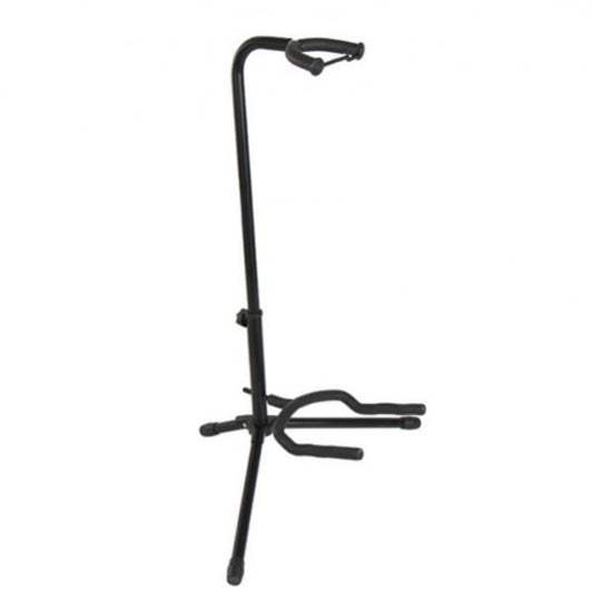 Black guitar stand on a white background