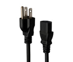 Black electrical plug and cord on a white background