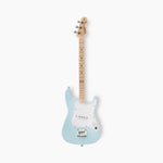 Light blue electric guitar on a white background
