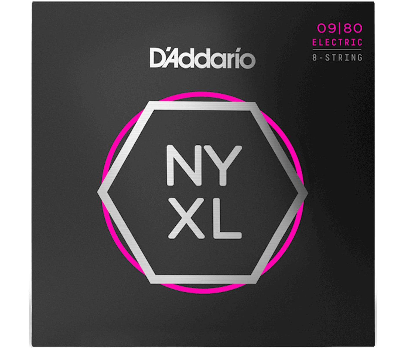 Packaging for D'Addario NYXL electric guitar strings with the model number 09-80 displayed prominently.
