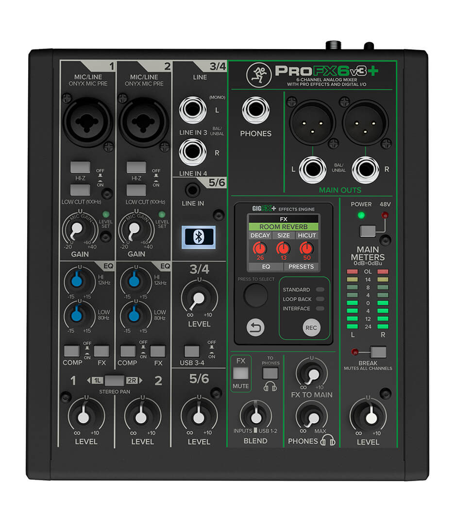 Mackie ProFX6v3+ 6-Channel Analog Mixer with Enhanced FX, USB Recording Modes, and Bluetooth