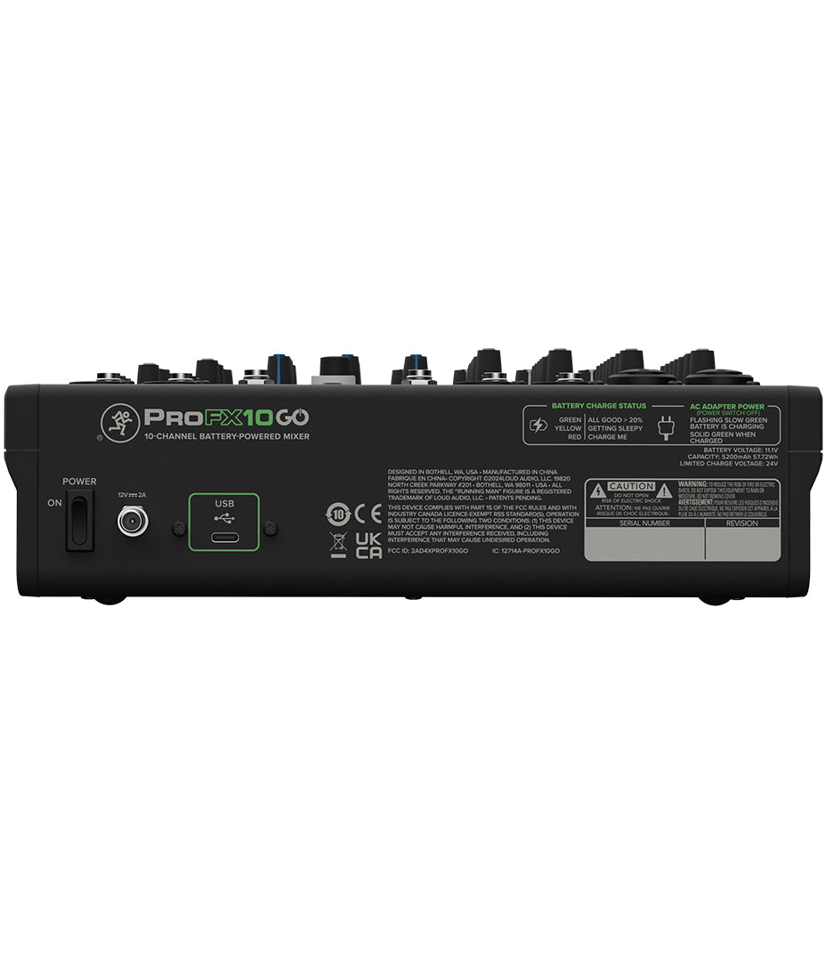 Mackie Profx10 GO 10-Channel, Battery Powered Analog Mixer with Enhanced FX, USB Recording Modes and Bluetooth