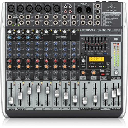 خلاط Behringer Xenyx QX1222USB مع USB وتأثيرات - 12 قناة