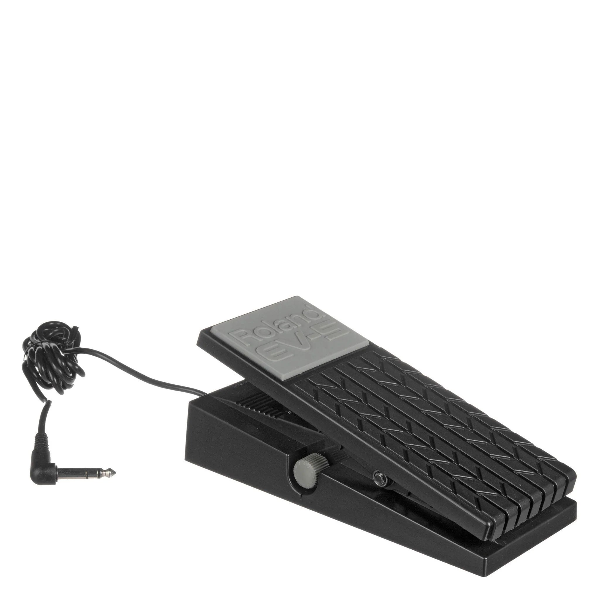 Black foot pedal with cable on a white background