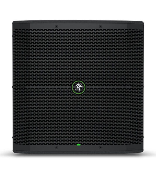 Mackie Thump115S 15-inch powered subwoofer in black with a green and white brand logo on the front.