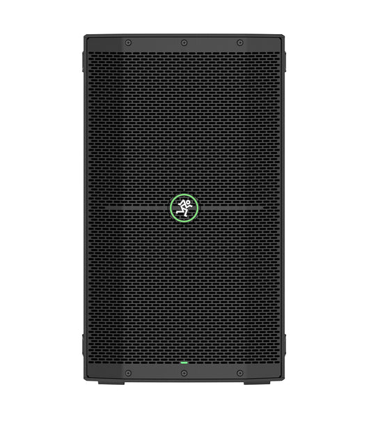 A black Mackie Thump210XT 10-inch powered loudspeaker with a front-facing speaker grille and control knob.