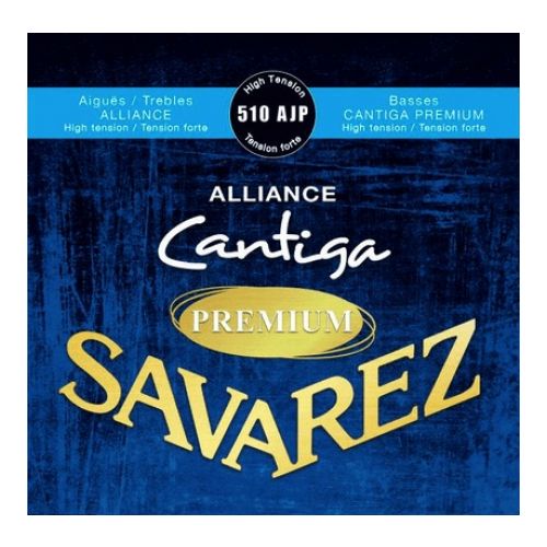 Savarez guitar string set packaging with blue background and brand name visible