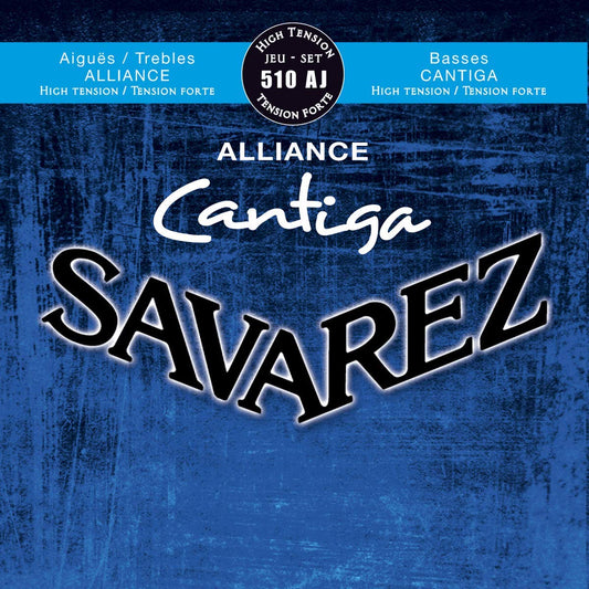 Savarez guitar string set packaging with blue background and brand name.